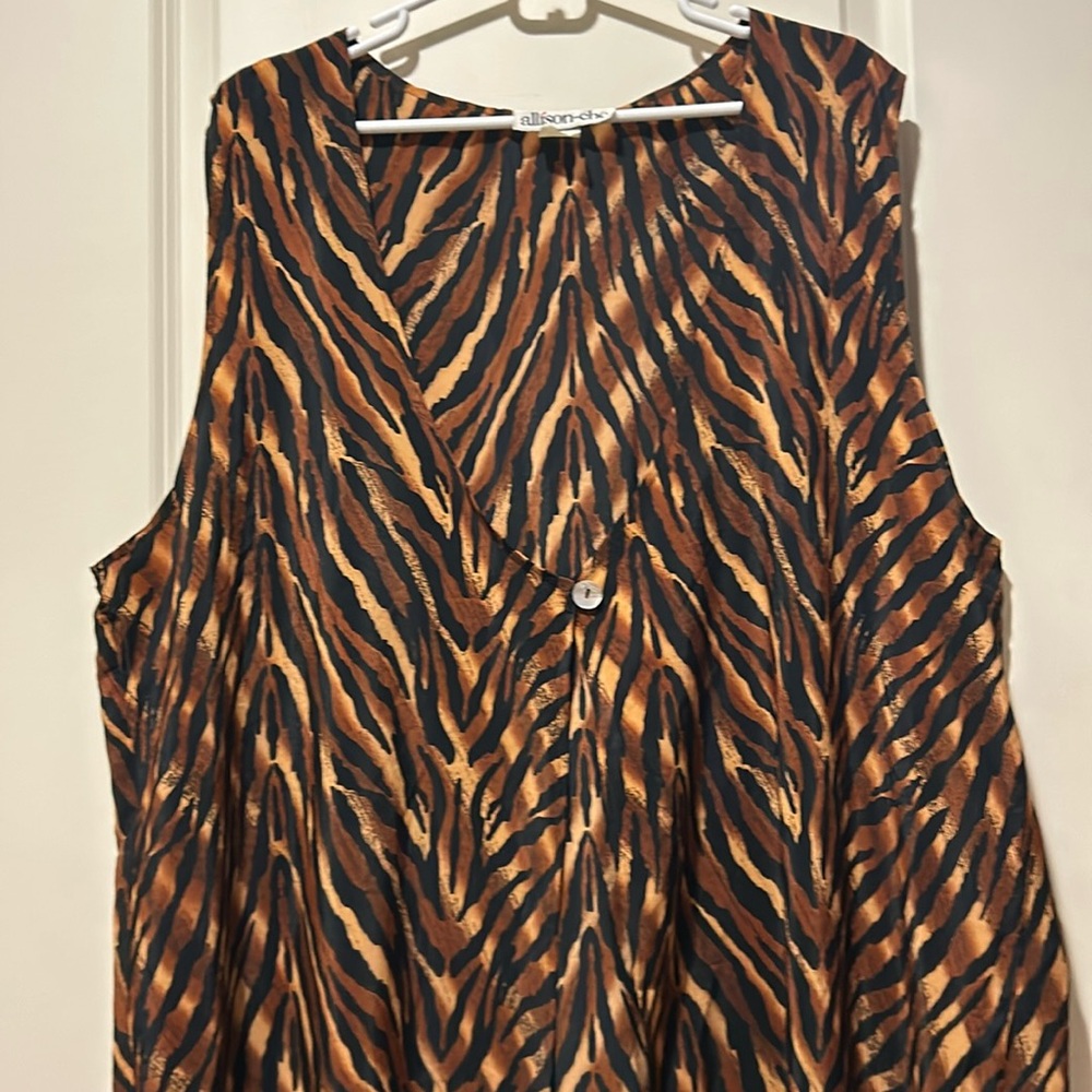 Vintage! Allison-Che one button animal print coverup/kimono sleeveless size 24W